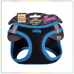 Doggie Havalı Dokuma Neon Serisi Küçük Irk Köpek Göğüs Tasması Mavi XS 30-34cm