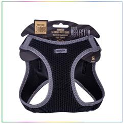 Doggie Havalı Dokuma Reflektör Serisi Küçük Irk Köpek Göğüs Tasması Siyah S 32-38cm