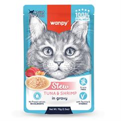 Wanpy Pouch Ton Balık&Karidesli Yaş Kedi Maması 70Gr