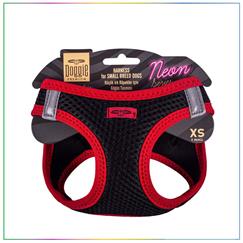 Doggie Havalı Dokuma Neon Serisi Küçük Irk Köpek Göğüs Tasması Kırmızı XS 30-34cm