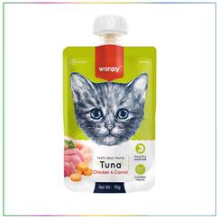 Wanpy Ton Balıklı Tavuklu ve Havuçlu Ezme Kedi Ödül Maması 90 Gr