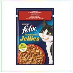 Felix Pouch Jöle İçinde Sığır Etli ve Domatesli Yetişkin Kedi Konservesi 85 Gr