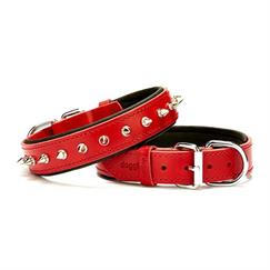 Doggie Comfort Deri Çivili Köpek Boyun Tasması Medium Kırmızı