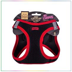 Doggie Havalı Dokuma Neon Serisi Küçük Irk Köpek Göğüs Tasması Kırmızı S-32-38CM