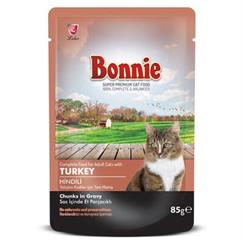 Bonnie Sos İçinde Et Parçacıklı Hindi Etli Kedi Yaş Maması 85 Gr