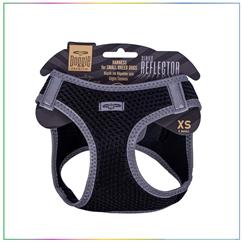 Doggie Havalı Dokuma Reflektör Serisi Küçük Irk Köpek Göğüs Tasması Siyah XS 30-34cm