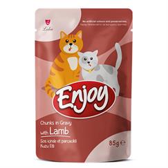 Enjoy Sos İçinde Et Parçacıklı Kuzu Etli Kedi Yaş Maması Pouch 85 Gr