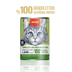 Wanpy Tahılsız Kedi %100 Gerçek Et 375 gr Kuzulu Konserve