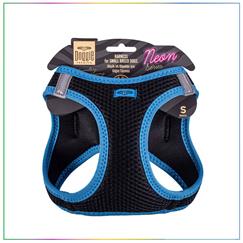 Doggie Havalı Dokuma Neon Serisi Küçük Irk Köpek Göğüs Tasması Mavi S-32-38CM