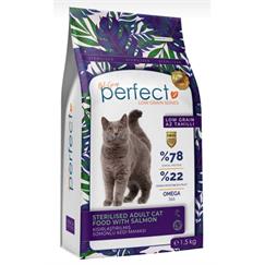 Perfect Az Tahıllı Kısırlaştırılmış Somonlu Kedi Maması 1.5 Kg