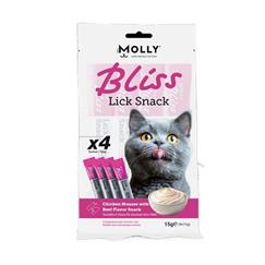 Molly Bliss Kedi Lick Snack Tavuk Dana Etli Sıvı Ödül Maması 4*15 gr