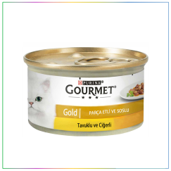 Gourmet Gold Parça Etli ve Soslu Tavuk ve Ciğerli Kedi Konservesi 85 gr