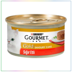 Gourmet Gold Savoury Cake Sığır Etli Yetişkin Kedi Konservesi 85 gr