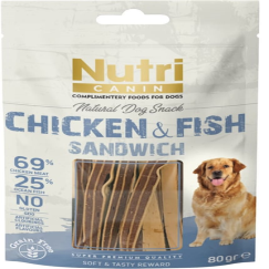 Nutri Canin Chicken Fish Tahılsız Tavuklu ve Balıklı Köpek Ödülü 80 Gr