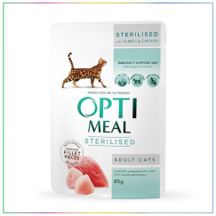 Optimeal Tavşan ve Hindili Tahılsız Kısırlaştırılmış Konserve Kedi Maması 85 Gr