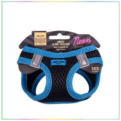 Doggie Havalı Dokuma Neon Serisi Küçük Irk Köpek Göğüs Tasması Mavi 3XS-22-26CM