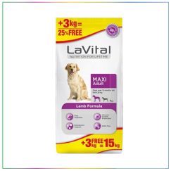 LaVital Maxi Adult Kuzulu Büyük Irk Köpek Maması 12 Kg + 3 Kg Hediyeli