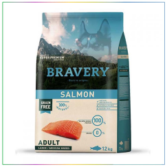 Bravery Medium Large Somonlu Tahılsız Yetişkin Köpek Maması 12 Kg