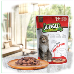 Jungle Pouch Dana Eti Parçalı Jel İçinde Yetişkin Kedi Yaş Maması 100 gram