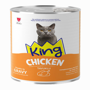 King Sos İçerisinde Et Parçacıklı Tavuk Etli Yavru Kedi Konservesi 400 gr