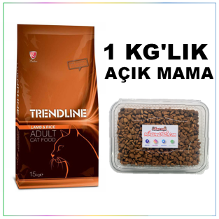 Trendline Kuzu Etli ve Pirinçli Yetişkin Açık Kedi Maması 1 Kg