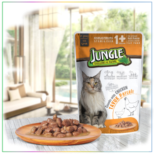 Jungle Pouch Tavuk Parçalı Jel İçinde Kısırlaştırılmış Kedi Yaş Maması 100 gram