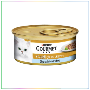 Gourmet Gold Çifte Lezzet Okyanus Balıklı ve Soslu Ispanaklı Kedi Yaş Mama 85 gr