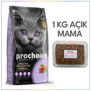 Prochoice Pro 38 Kuzulu & Pirinçli Yavru Kedi Maması 1 KG Açık Mama