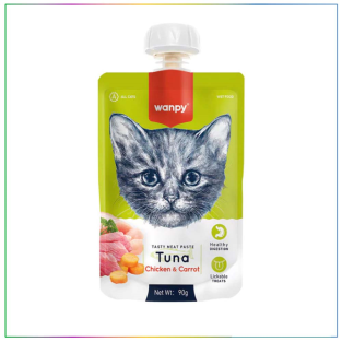 Wanpy Ton Balıklı Tavuklu ve Havuçlu Ezme Kedi Ödül Maması 90 Gr