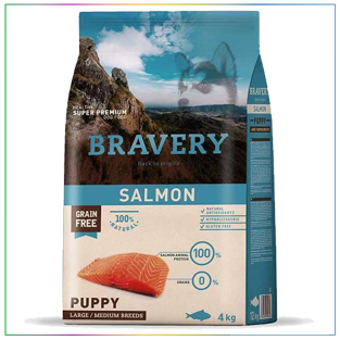 Bravery Medium/Large Somonlu Tahılsız Yavru Köpek Maması 4 Kg