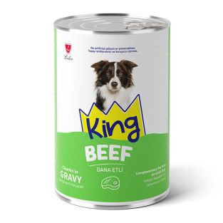 King Sos İçerisinde Et Parçacıklı Dana Etli Köpek Konservesi 400 gr