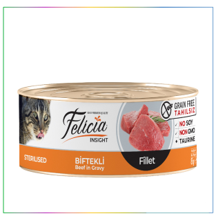 Felicia Tahılsız 85 Sterilised Biftekli Fileto Yaş Kedi Maması