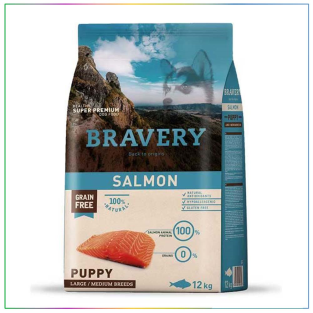 Bravery Puppy Medium/Large Somonlu Tahılsız Yavru Köpek Maması 12 Kg