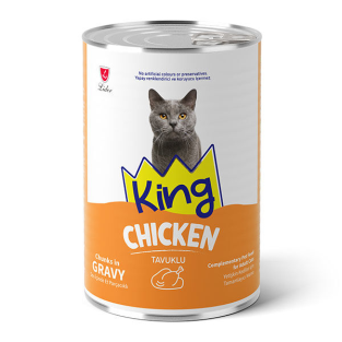 King Sos İçerisinde Et Parçacıklı Tavuklu Kedi Konservesi 400 gr