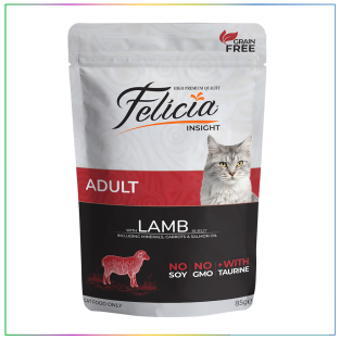 Felicia Tahılsız Yetişkin Kuzu Etli Yaş Kedi Maması 85 gram