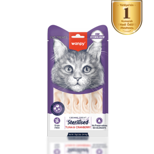 Wanpy Ton Balıklı & Kızılcıklı  Kısırlaştırılmış Kedi Krema Ödülü 5×14 g