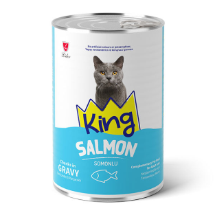 King Sos İçerisinde Et Parçacıklı Somonlu Kedi Konservesi 400 gr