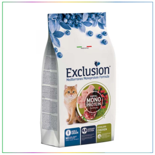Exclusion Monoprotein Tavuklu ve Narlı Düşük Tahıllı Kısırlaştırılmış Kedi Maması 1,5kg