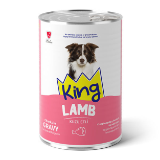 King Sos İçerisinde Et Parçacıklı Kuzu Etli Köpek Konservesi 400 gr