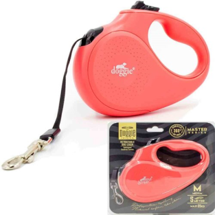 Doggie Otomatik Köpek Tasması Master M 25 kg 5 mt Pembe Medium