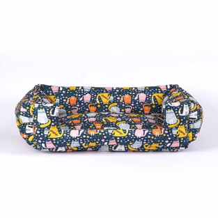 Desenli Kedi-Köpek Yatağı, Küçük Irk Köpek Yatağı, Yumuşak Kedi Yatağı, Köpek Yatağı Minder 45x50x22 cm