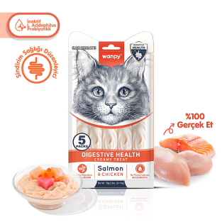 Wanpy Digestive Health Somon Balığı&Tavuk  F.Krema Ödül 5x14gr