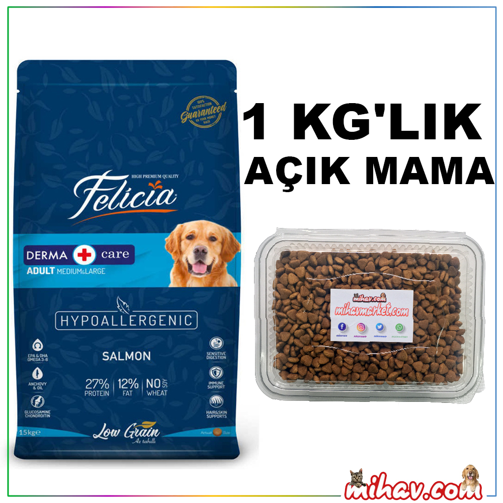 Felicia Somonlu Yetişkin Köpek Maması 1Kg Açık Köpek Maması felicia